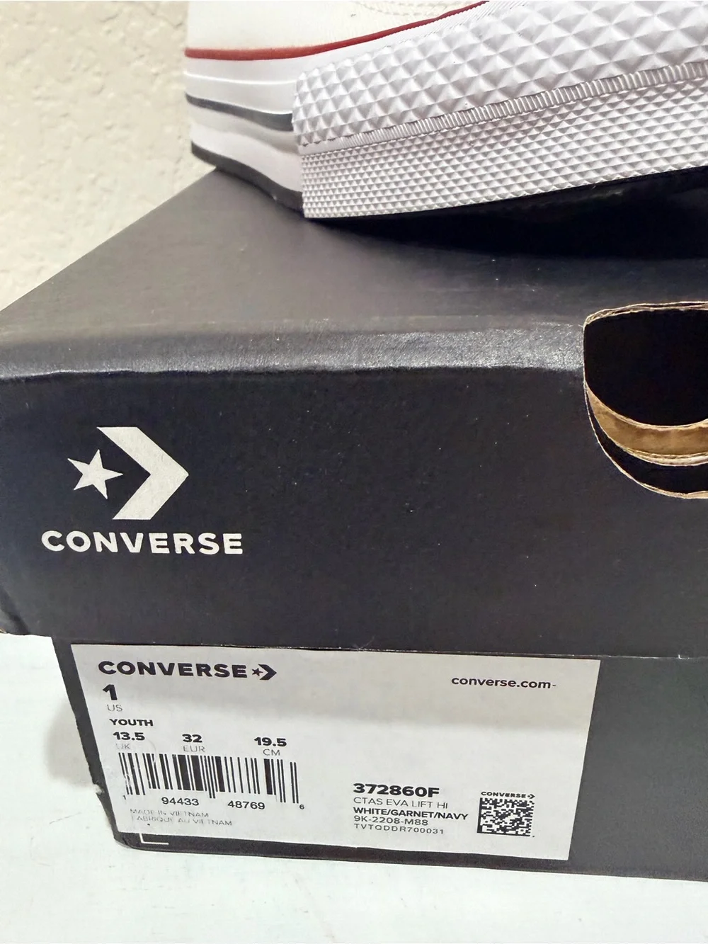 Converse 1 youth Chuck Taylor All Star High Top Platform Sneakers - White